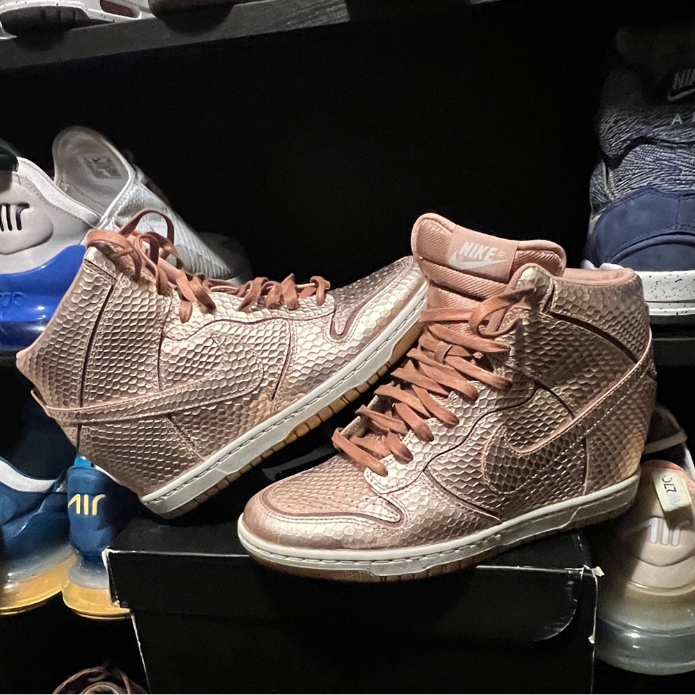 Nike metallic snake sky hi dunks